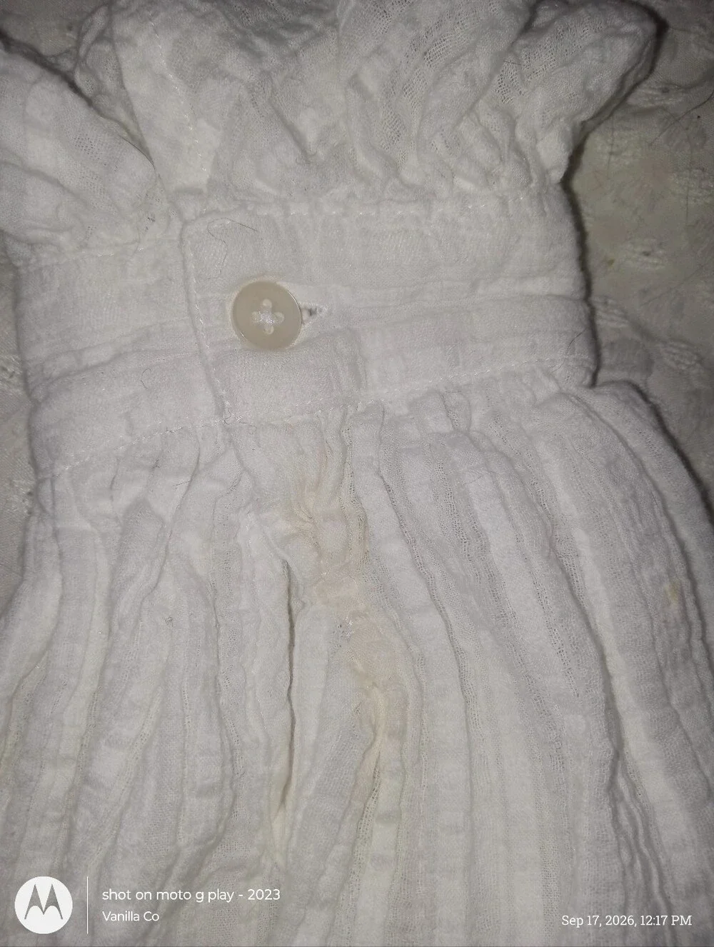 Anthropologie Ruffled Blouse Puff Sleeve Sheer White Medium
